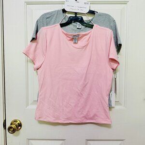 BETTER / TOGETHER 2-PIECE GRAY AND PINK CREW NECK SHORT SLEEVE TEES T-SHIRT